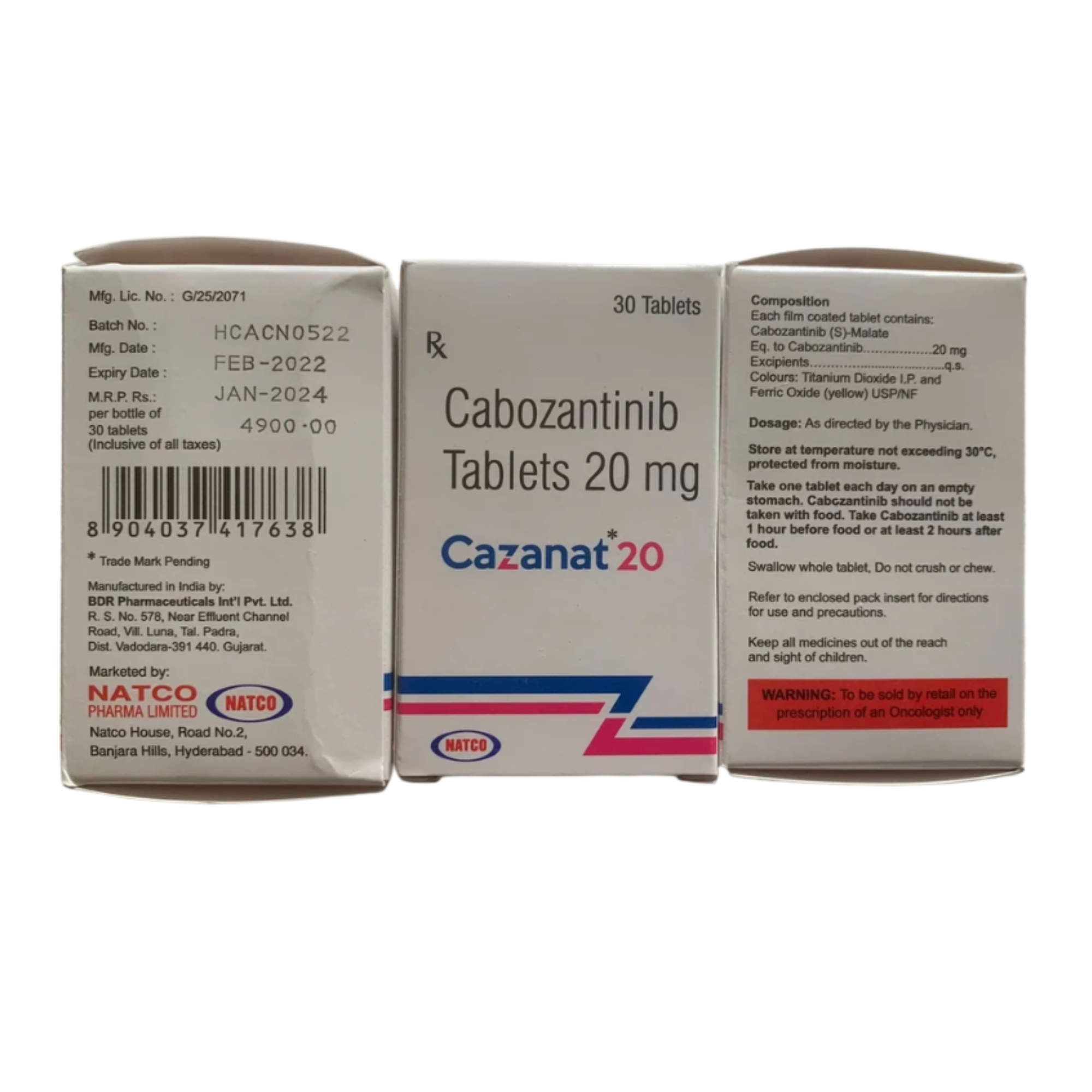 Cabozantinib 20,40, 60 mg