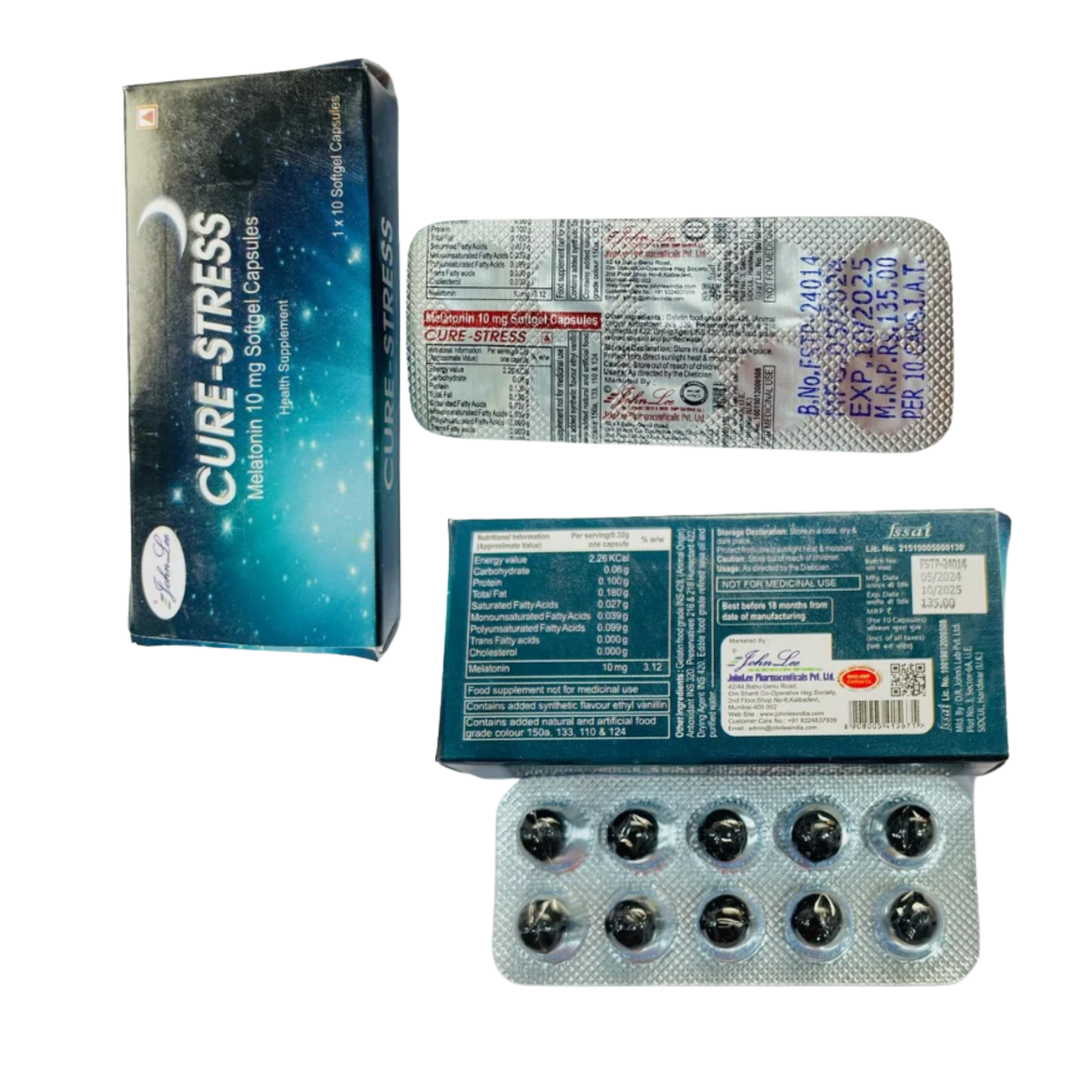 cure -stress melatonin 10 mg